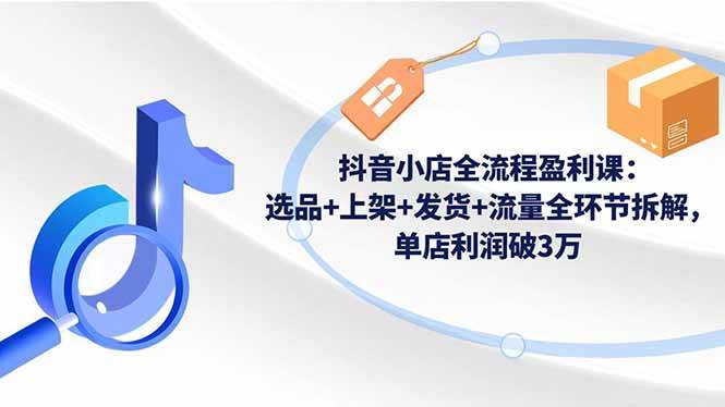 （16593期）抖音小店全流程盈利课：选品 上架 发货 流量全环节拆解，单店利润破3万-51云资源