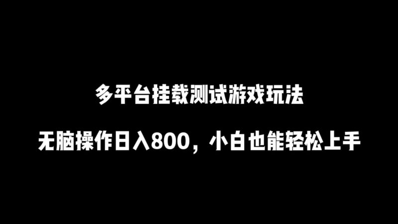 多平台挂载测试游戏玩法，无脑操作日入800 ，小白也能轻松上手-51云资源