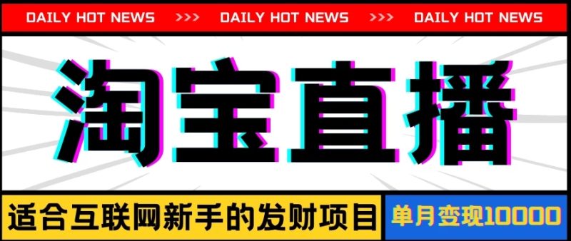 淘宝直播项目，适合新手的好项目，单月收入10000-51云资源