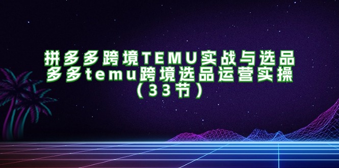 （11934期）拼多多跨境TEMU实战与选品，多多temu跨境选品运营实操（33节）-51云资源