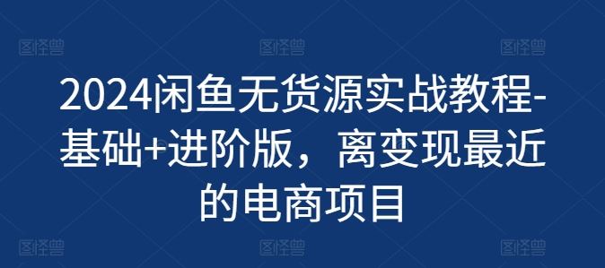 2024闲鱼无货源实战教程-基础 进阶版,离变现最近的电商项目