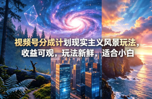 视频号分成计划现实主义风景玩法，收益可观，玩法新鲜，适合小白-51云资源