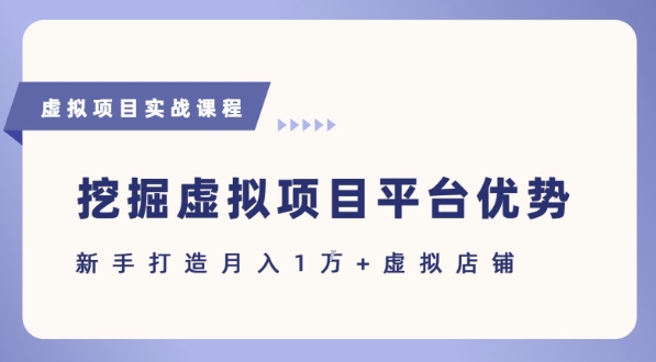抓住虚拟项目各平台优势,新手轻松月入1W (给出具体建议)