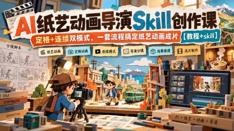 AI纸艺动画导演Skill创作课｜定格 连续双模式，一套流程搞定纸艺动画成片【教程 skill】-51云资源