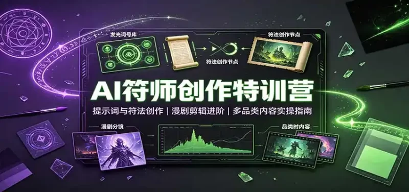 AI符师创作特训营:提示词与符法创作,漫剧剪辑进阶,多品类内容实操指南-51云资源