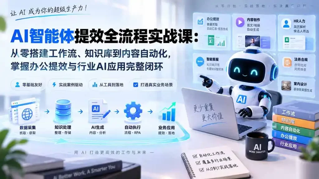 AI智能体提效全流程实战课：从零搭建工作流、知识库到内容自动化，掌握办公提效与行业AI应用完整闭环-51云资源