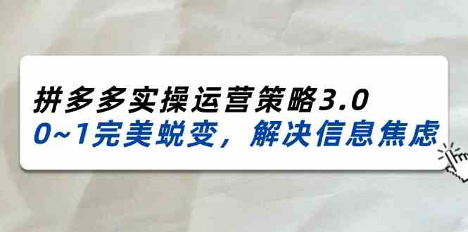 2024-2025拼多多实操运营策略3.0，0~1完美蜕变，解决信息焦虑（38节）-51云资源