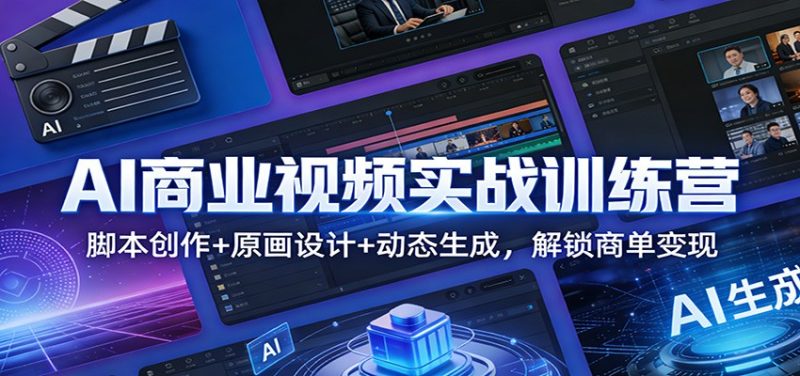 AI商业视频实战训练营:脚本创作 原画设计 动态生成,解锁商单变现-51云资源
