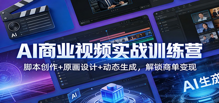 AI商业视频实战训练营:脚本创作 原画设计 动态生成,解锁商单变现