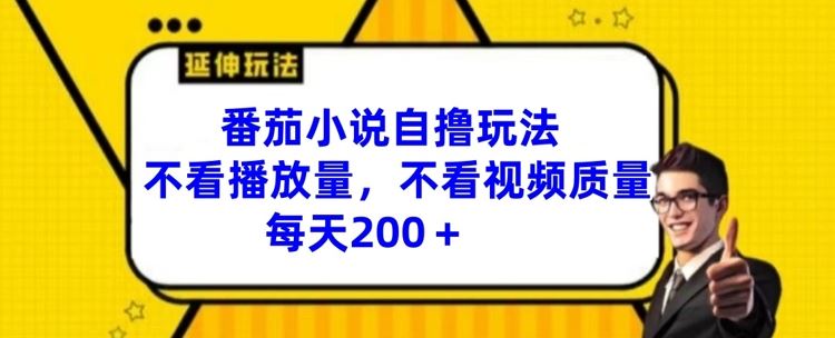 番茄小说自撸玩法,不看播放量,不看视频质量,每天200 【揭秘】-51云资源