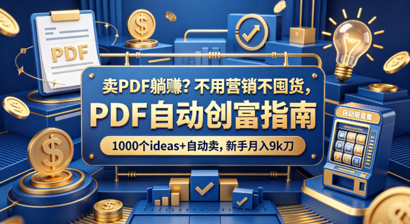 卖PDF躺賺?不用营销不囤货,PDF自动创富指南,1000个ideas 自动卖,新手月入9k刀【原创双语字幕】-51云资源