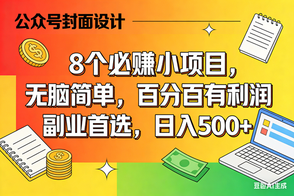 (17911期)8个必赚米的小项目,百分百有利润,无脑简单,副业首选,日入500