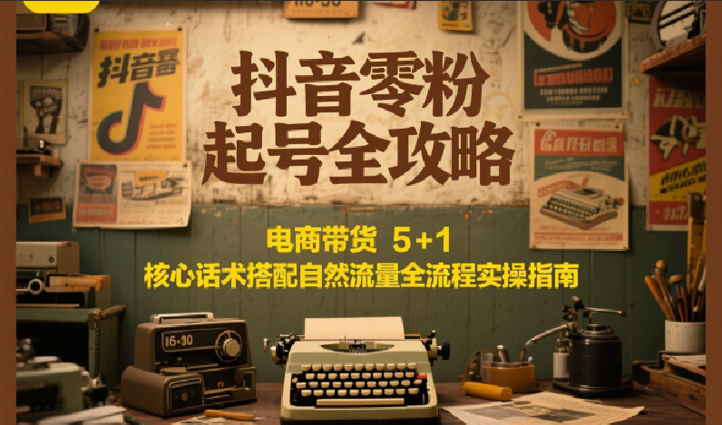 抖音零粉起号全攻略：电商带货 5 1 核心话术搭配自然流量全流程实操指南-51云资源