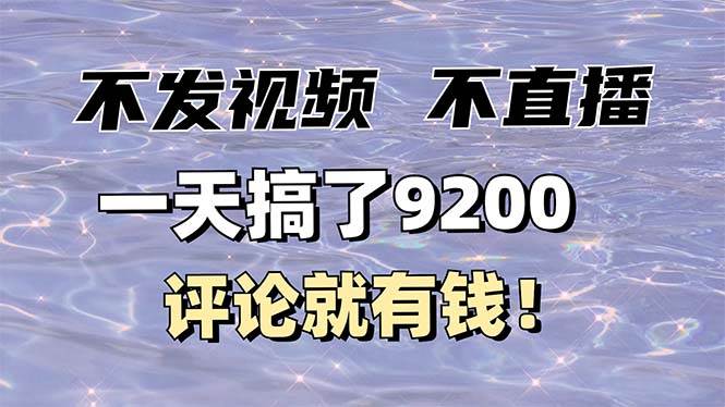 （14018期）不发作品不直播，评论就有钱，一条最高10块，一天搞了9200-51云资源