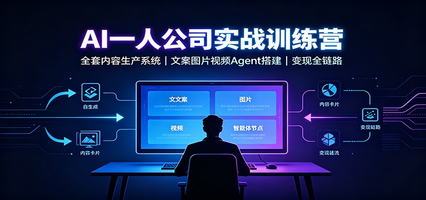 AI创作一人公司实战训练营：全套内容生产系统，文案图片视频Agent搭建变现全链路-51云资源
