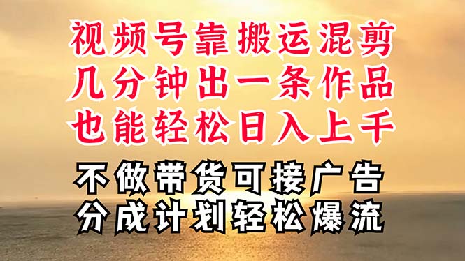 （11087期）深层揭秘视频号项目，是如何靠搬运混剪做到日入过千上万的，带你轻松爆…-51云资源