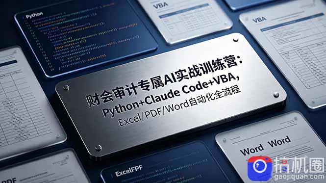 财会审计专属 AI实战训练营-更新:Python Claude Code VBA,Excel/PDF/Word自动化全流程