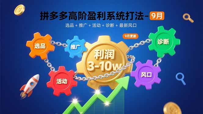 (15916期)拼多多高阶盈利系统打法-9月:选品 推广 活动 诊断 最新风口,月利润3-10w-51云资源