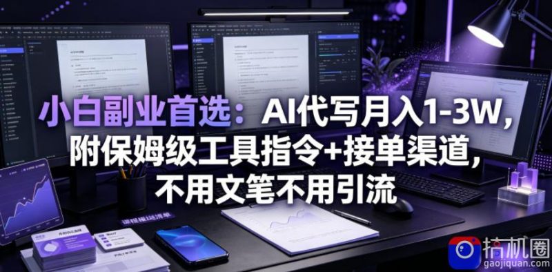 小白副业首选:AI代写月入1-3W,附保姆级工具指令 接单渠道,不用文笔不用引流【揭秘】-51云资源
