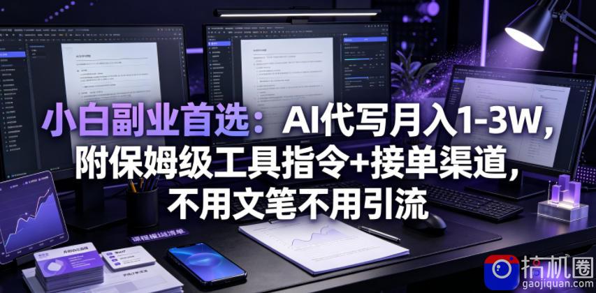 小白副业首选:AI代写月入1-3W,附保姆级工具指令 接单渠道,不用文笔不用引流【揭秘】