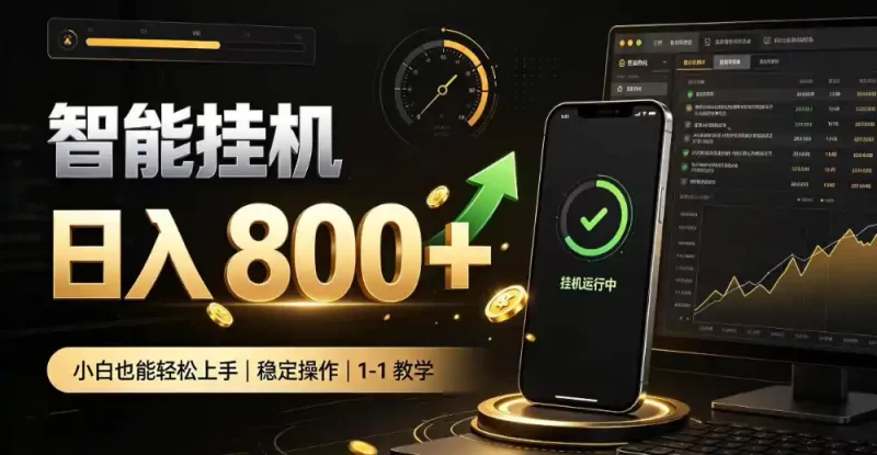 零值守智能挂G，副业高效增收居家智能挂G，新手也能日入800【揭秘】-51云资源