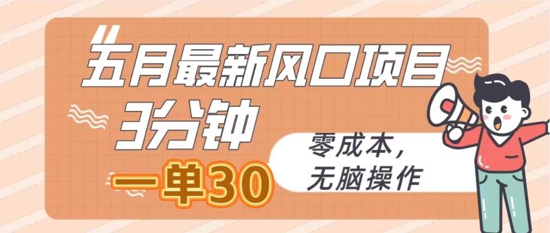 五月最新风口项目,3分钟一单30,无脑操作,零成本-51云资源