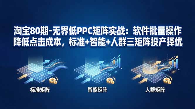 淘宝80期-无界低PPC矩阵实战:软件批量操作降低点击成本,标准 智能 人群三矩阵投产择优-51云资源