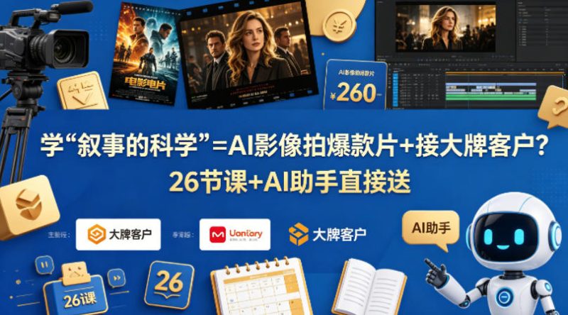 学《叙事的科学》=AI影像拍爆款片 接大牌客户?26节课 AI助手直接送【原创双语字幕】-51云资源