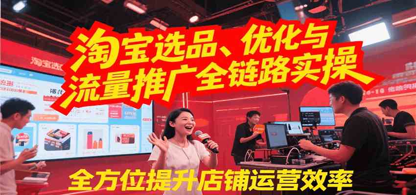淘宝选品、优化与流量推广全链路实操，全面提升店铺运营效率