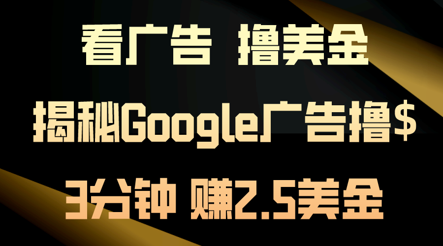 (10912期)看广告,撸美金!3分钟赚2.5美金!日入200美金不是梦!揭秘Google广告…-51云资源