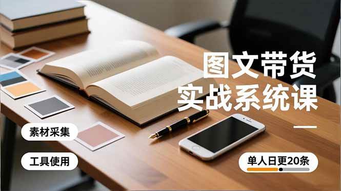 (16705期)图文带货实战系统课,工具使用、素材采集、防同质化,单人日更20条月入3w