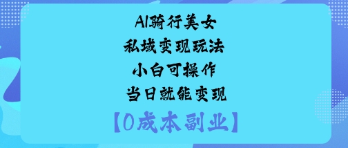 AI骑行美女私域变现玩法小白可操作当日就能变现-51云资源
