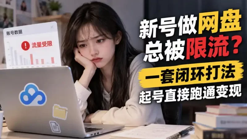 新号做网盘总被限流？一套闭环打法，起号直接跑通变现-51云资源