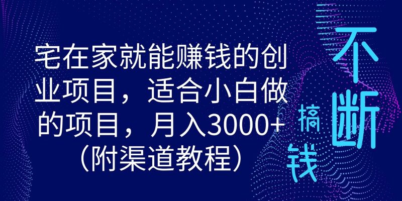 宅在家就能赚钱的创业项目，适合小白做的项目，月入3000 （附渠道教程）-51云资源