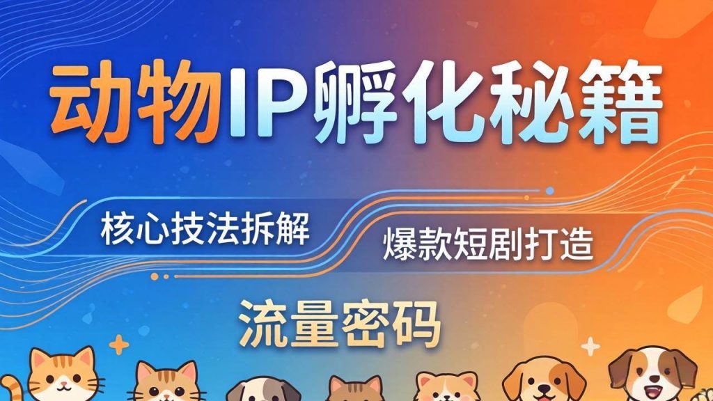（18207期）动物IP孵化全套秘籍，三大核心技法拆解，打造爆款萌宠短剧，轻松拿捏赛道流量密码-51云资源