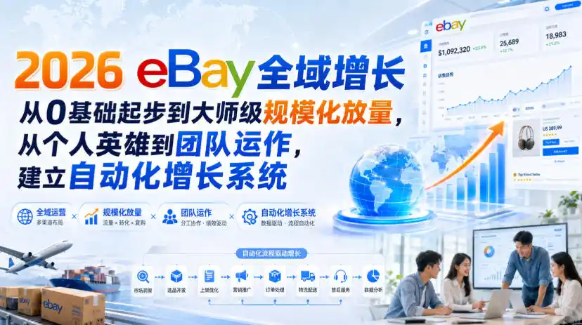 2026 eBay全域增长，从0基础起步到大师级规模化放量，从个人英雄到团队运作，建立自动化增长系统-51云资源