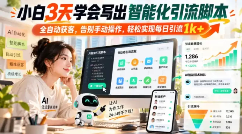 小白3天学会写出智能化引流脚本，全自动获客，告别手动操作，轻松实现每日引流1k-51云资源