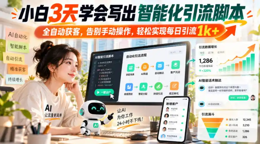 小白3天学会写出智能化引流脚本,全自动获客,告别手动操作,轻松实现每日引流1k-51云资源