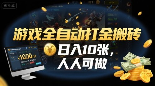 游戏全自动打金搬砖，日入10张，人人可做，纯干货，长期稳定收益项目【揭秘】-51云资源