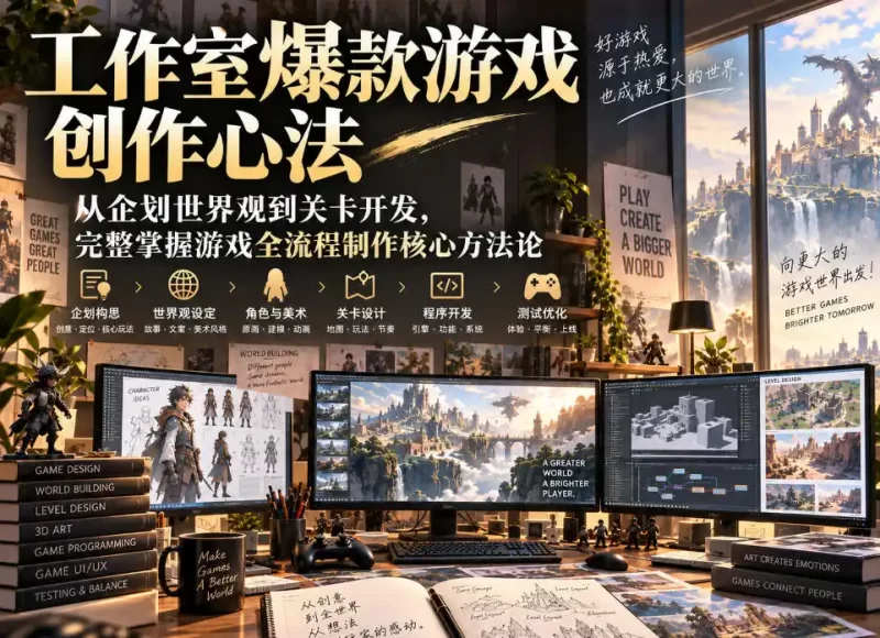 工作室爆款游戏创作心法｜从企划世界观到关卡开发，完整掌握游戏全流程制作核心方法论-51云资源