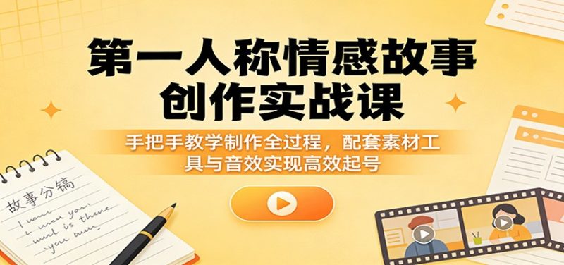 第一人称情感故事创作实战课:手把手教学制作全过程,配套素材工具与音效实现高效起号-51云资源