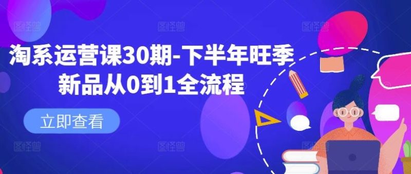 淘系运营课30期-下半年旺季新品从0到1全流程-51云资源