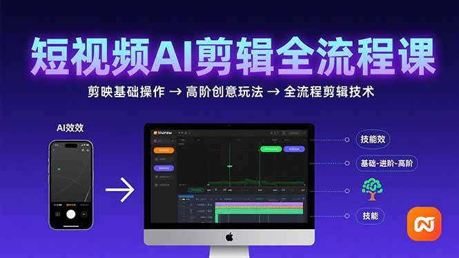 （15647期）短视频AI剪辑技能，从剪映基础操作到高阶创意玩法，全流程剪辑技术-51云资源