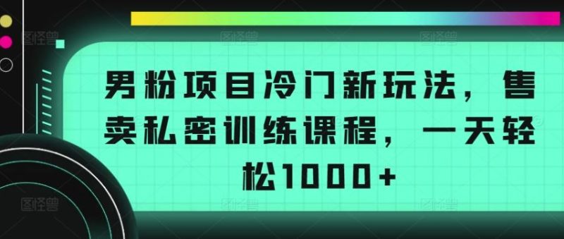 男粉项目冷门新玩法，售卖私密训练课程，一天轻松1000 【揭秘】-51云资源