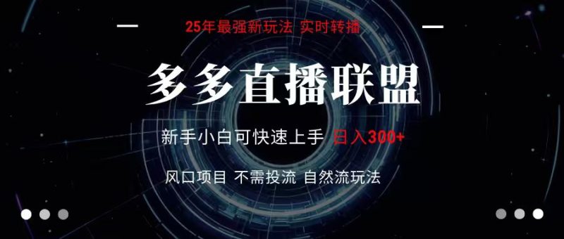 多多直播联盟 全新玩法 单机单日变现300 不要求电脑配置 玩法简单暴力-51云资源