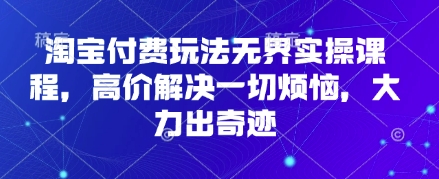 淘宝付费玩法无界实操课程,高价解决一切烦恼,大力出奇迹-51云资源