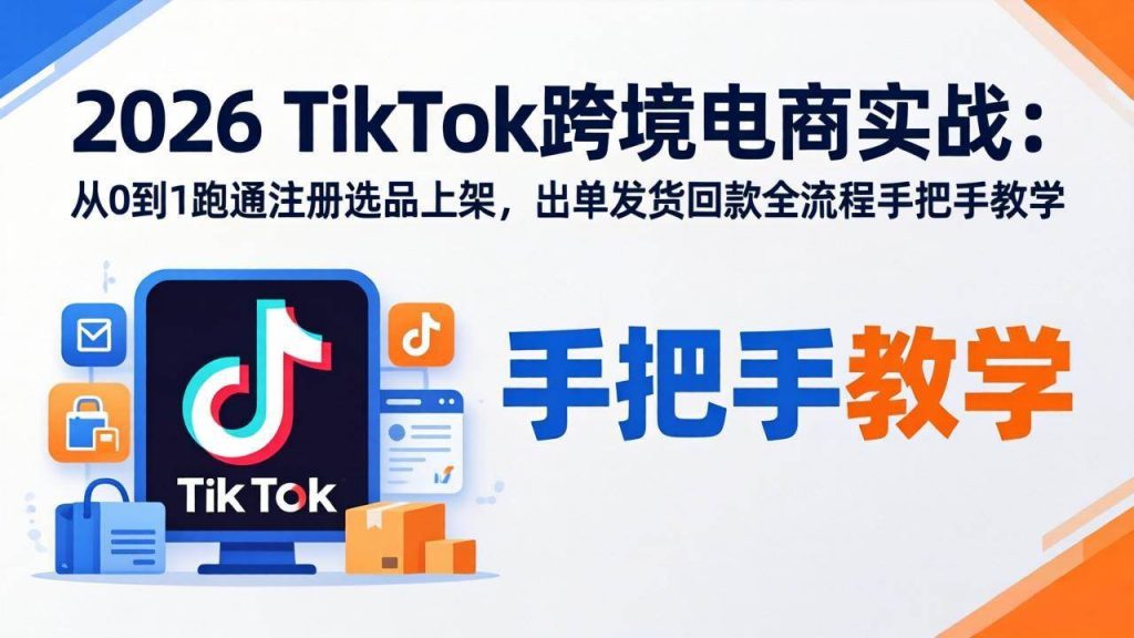 (17850期)2026TikTok跨境电商实战:从0到1跑通注册选品上架,出单发货回款全流程手把手教学-51云资源
