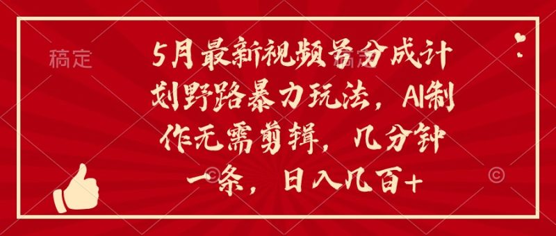 （10488期）5月最新视频号分成计划野路暴力玩法，ai制作，无需剪辑。几分钟一条，…-51云资源