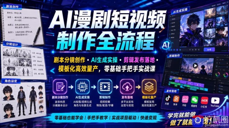 AI漫剧短视频制作全流程|剧本分镜创作・AI生成实操・剪辑发布落地・模板化高效量产,零基础手把手实战课-51云资源
