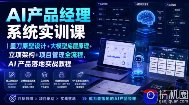 AI产品经理系统实训课|墨刀原型设计 大模型底层原理 立项架构 项目管理全流程,AI产品落地实战教程-51云资源